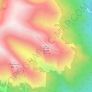 Carte topographique Mt Wilson, altitude, relief