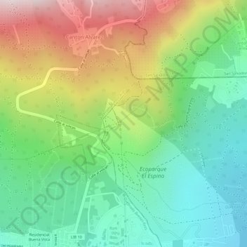 Carte topographique Fumarola Ecoparque El Espino, altitude, relief