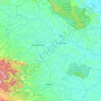 Carte topographique Pelepat Ilir, altitude, relief