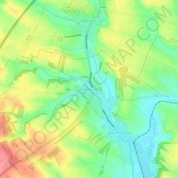Carte topographique Kollnbrunn, altitude, relief