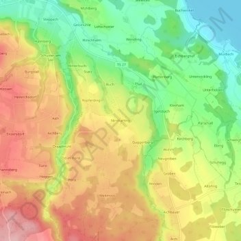 Carte topographique Nirnharting, altitude, relief