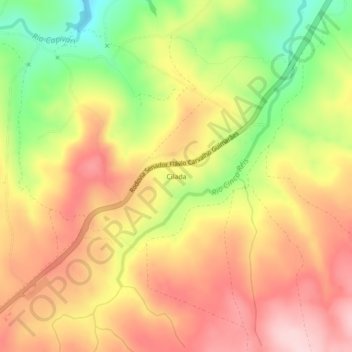 Carte topographique Cilada, altitude, relief