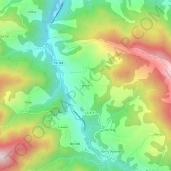 Carte topographique Lerones, altitude, relief