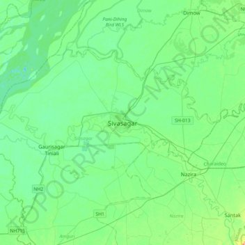 Carte topographique Sivasagar, altitude, relief