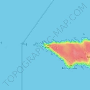 Carte topographique Pointe du Raz, altitude, relief
