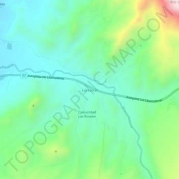 Carte topographique Las Lomas, altitude, relief