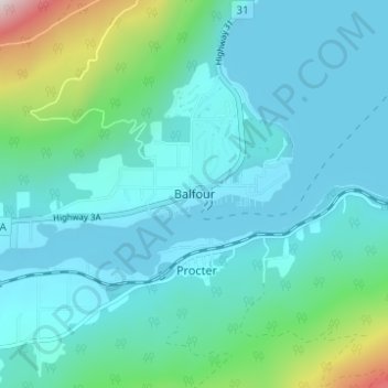 Carte topographique Balfour, altitude, relief