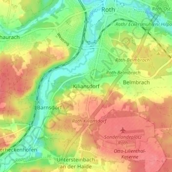 Carte topographique Kiliansdorf, altitude, relief