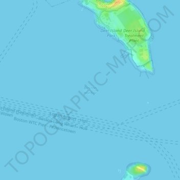 Carte topographique Boston Harbor, altitude, relief