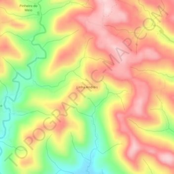 Carte topographique Linha Andréis, altitude, relief