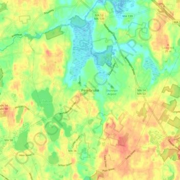Carte topographique Pembroke, altitude, relief