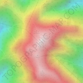 Carte topographique Mount Guiting-Guiting, altitude, relief