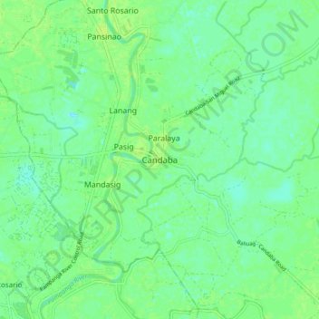 Carte topographique Candaba, altitude, relief