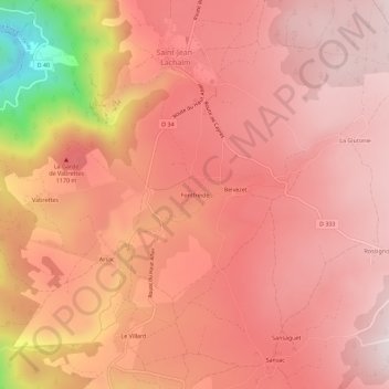 Carte topographique Fontfreide, altitude, relief