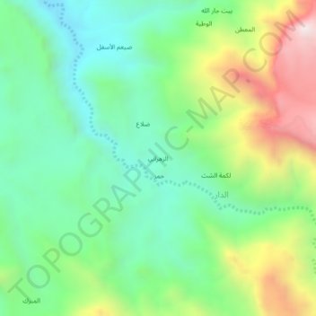 Carte topographique Az Zahrani, altitude, relief