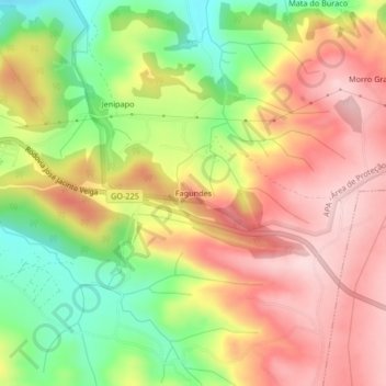 Carte topographique Fagundes, altitude, relief