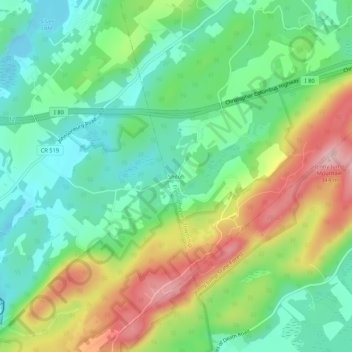 Carte topographique Shiloh, altitude, relief