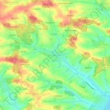Carte topographique Langenpettenbach, altitude, relief