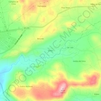 Carte topographique Goldra, altitude, relief