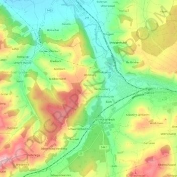 Carte topographique Fiechtenberg, altitude, relief