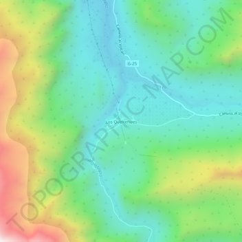 Carte topographique Los Queltehues, altitude, relief