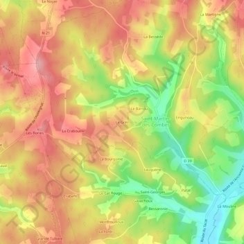Carte topographique Le Greil, altitude, relief