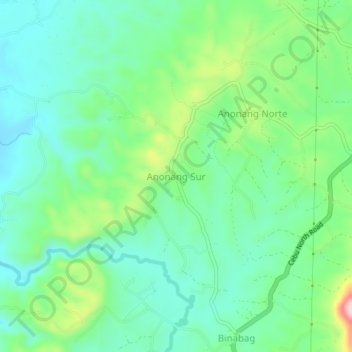 Carte topographique Anonang Sur, altitude, relief