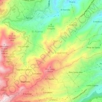 Carte topographique El Faro, altitude, relief