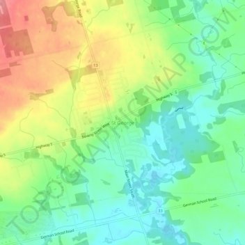Carte topographique St George, altitude, relief
