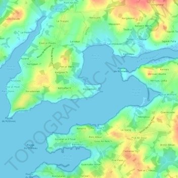 Carte topographique Kersanton, altitude, relief