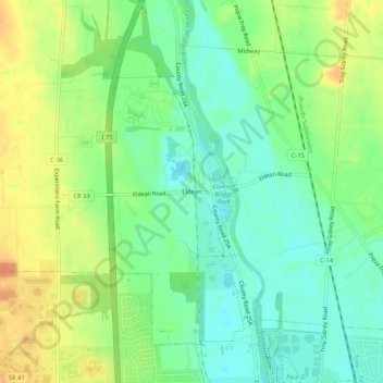 Carte topographique Eldean, altitude, relief