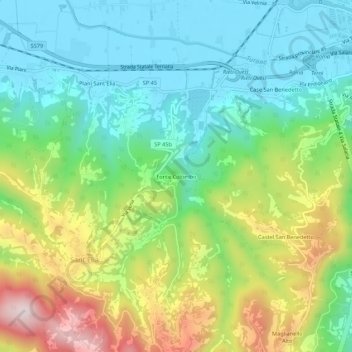 Carte topographique Fonte Colombo, altitude, relief