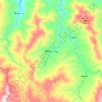 Carte topographique Malibcong, altitude, relief