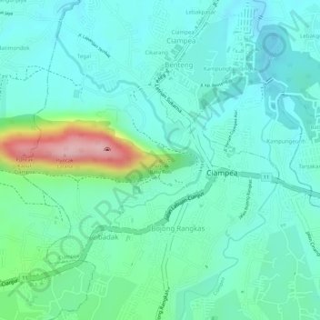 Carte topographique Puncak Batu Roti, altitude, relief