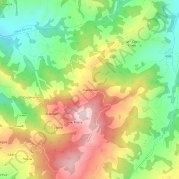 Carte topographique Cravarezza, altitude, relief
