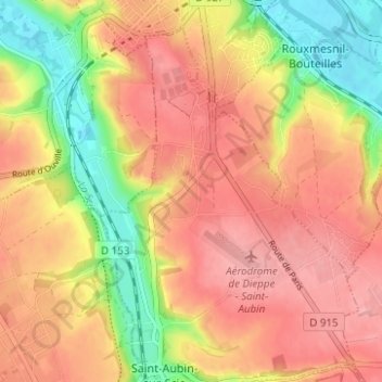 Carte topographique Les Vertus, altitude, relief
