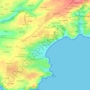 Carte topographique Kerdivizien, altitude, relief