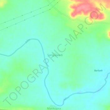 Carte topographique Sangalwadi, altitude, relief