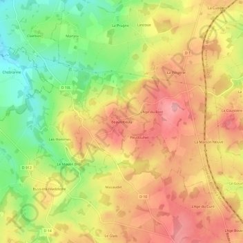 Carte topographique Beautribeau, altitude, relief