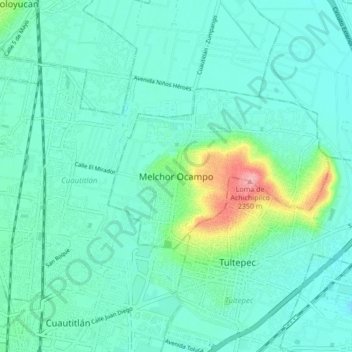 Carte topographique Melchor Ocampo, altitude, relief