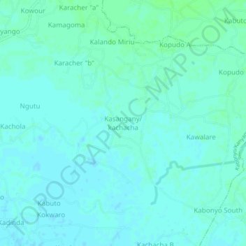 Carte topographique Kasangany/kachacha, altitude, relief