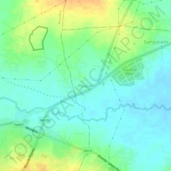 Carte topographique Pitapali, altitude, relief