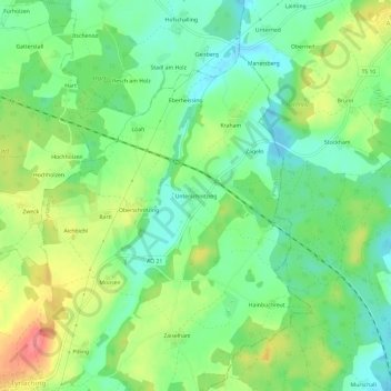 Carte topographique Unterschnitzing, altitude, relief