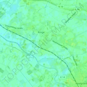 Carte topographique Großringe, altitude, relief