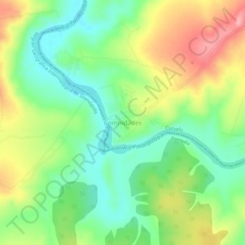 Carte topographique Comnidades, altitude, relief