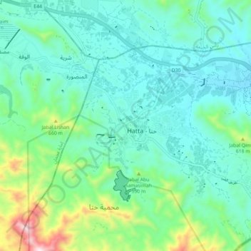 Carte topographique Hatta, altitude, relief
