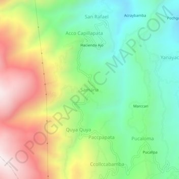 Carte topographique Samana, altitude, relief