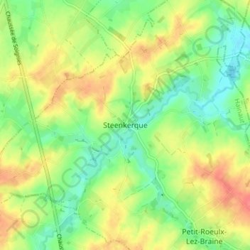 Carte topographique Steenkerque, altitude, relief