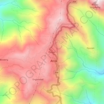 Carte topographique Proper, altitude, relief