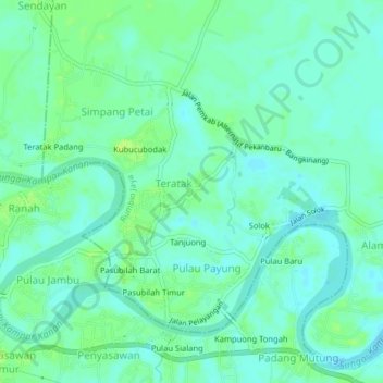 Carte topographique Sumpadang, altitude, relief